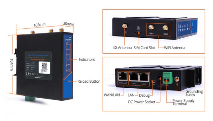 PUSR USR-G806W-E 4g روتر صنعتی OpenVPN اروپا 2.4G وای فای پیشرفته 2 * 2 MIMO، تا 300Mbps با اسلات سیم کارت 11